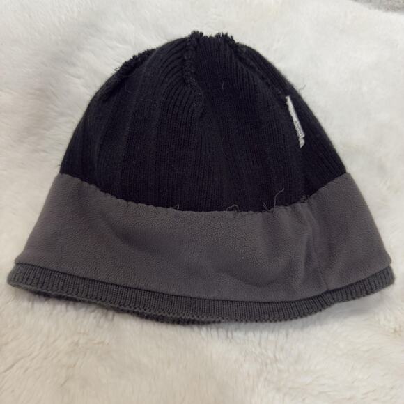 The North Face Hat Unisex One Size Black Gray Knit Beanie Fleece Lined Winter - Picture 3 of 4